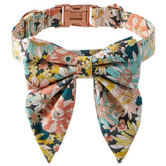 Floral Cotton Dog Collar with Rose Buckle