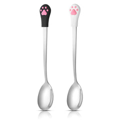 Sibba Dog Cat Spoon 2 Pcs Food Can Spoon Cute Claw Scoop Stainless Steel Spoon Portable Scoop Silver Espresso Little Scoop Fit Feed Canned Mug Stirring Tea Coffee Dessert